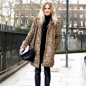 BY GUESS LEOPARD PRINT FAUX-FUR JACKET